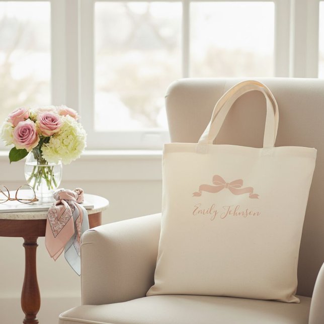 Personalized children's tote bag with bow for kids (Creator Uploaded)