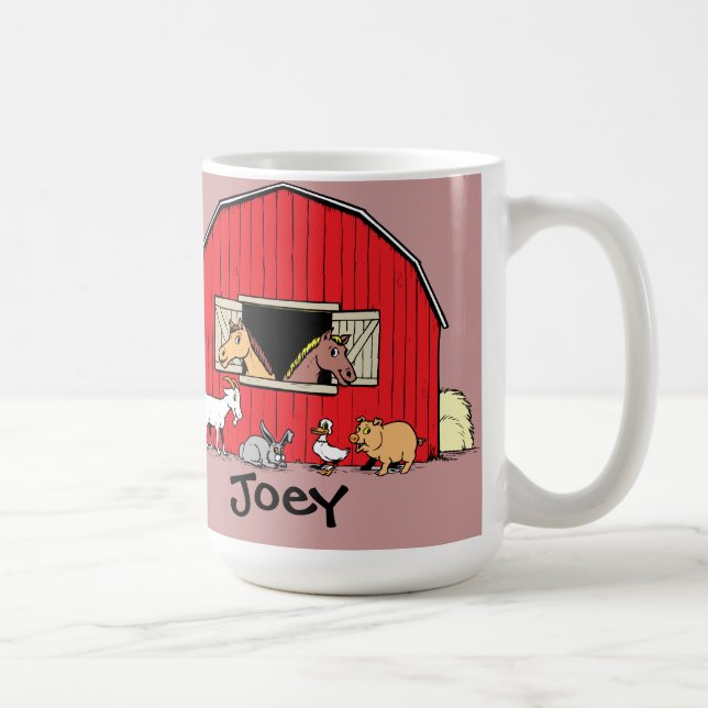 Personalized Child's Barn and Animals Mug (Right)