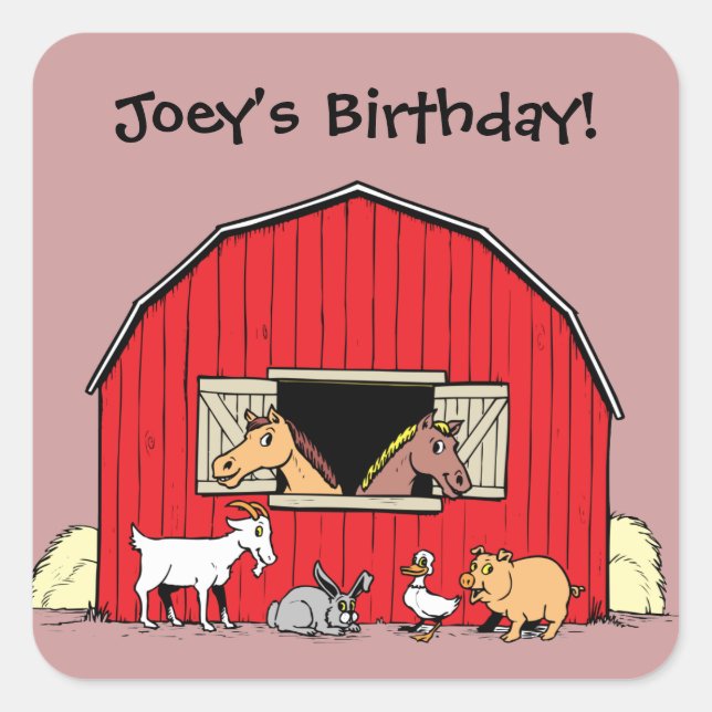 Personalized Child's Barn and Farm Animals Sticker (Front)