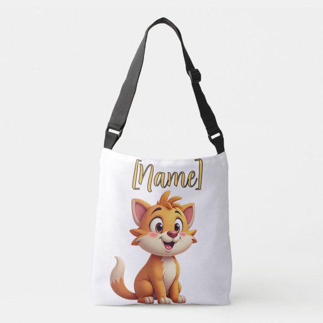 Personalized child's Cross-Body Bag -merv the cat  (Front)