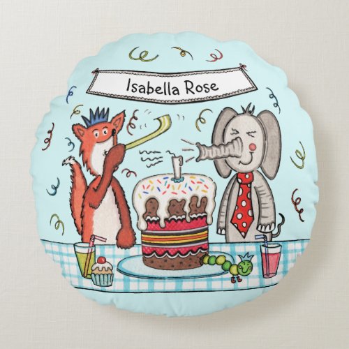 Personalized Childs Cute Party Animals Cushion