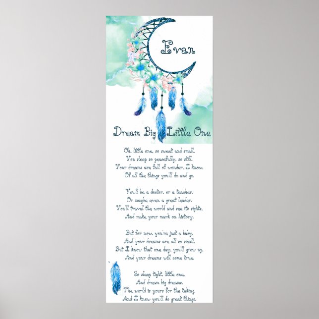 Personalized child's dreamcatcher  poem poster (Front)
