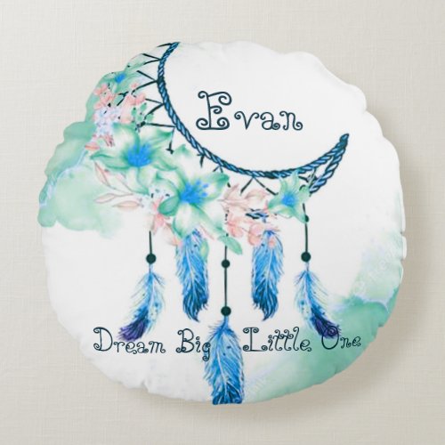 Personalized childs dreamcatcher   round pillow