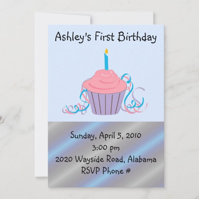 Personalized Childs First Birthday Invitation (Front)