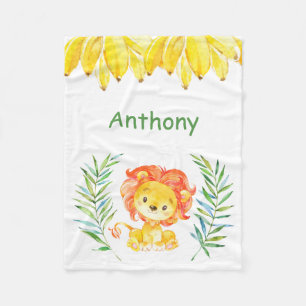 Personalized Child's Fleece Blanket Lion Jungle