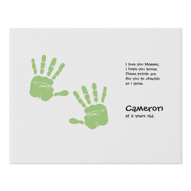 Personalized child's handprint for Mother's day Faux Canvas Print (Front)