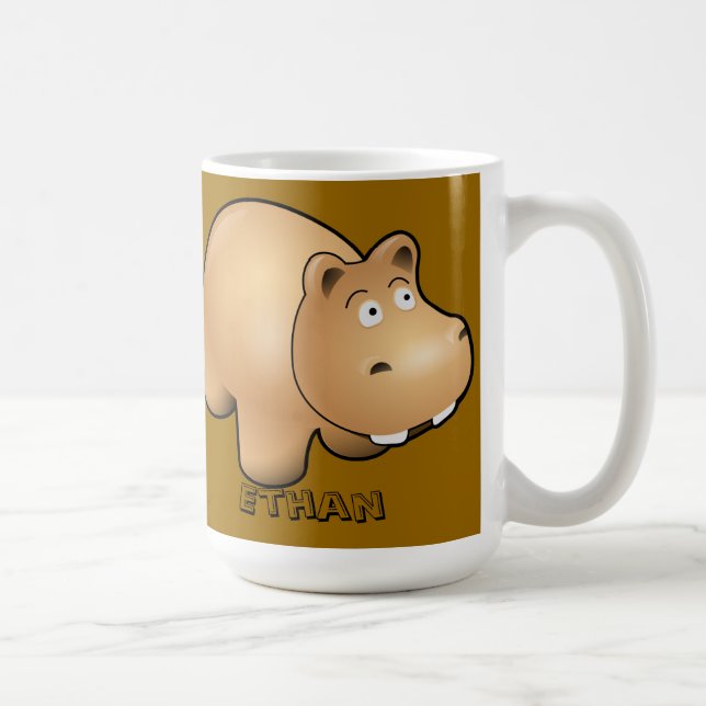 Personalized Child's Hippo Mug (Right)