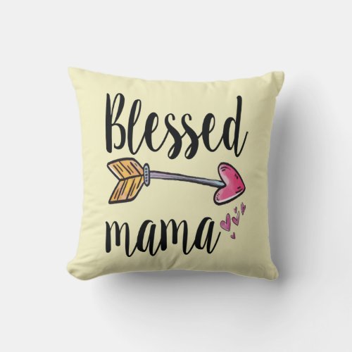 Personalized Childs Name Birthday Blessed Mama  Throw Pillow