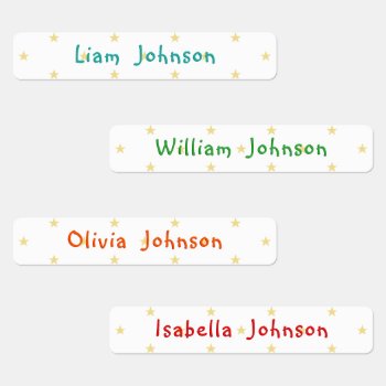 Personalized Childs Name Stars Waterproof Adhesive Kids' Labels by iCoolCreate at Zazzle
