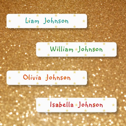 Personalized Childs Name Stars Waterproof Adhesive Kids Labels