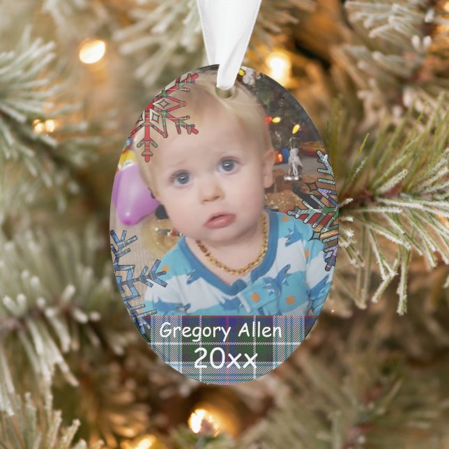 Personalized Child's Photo Christmas Keepsake Ornament (Tree)
