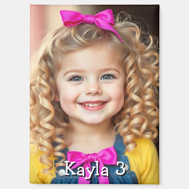 Personalized Child's Photo, Name and Age Magnet (Front)