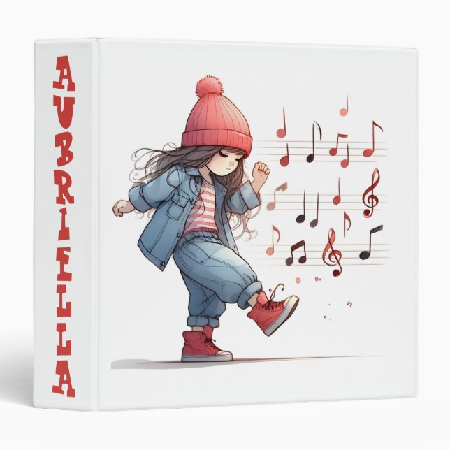 Personalized Child's Play Music Notes 3 Ring Binder (Front/Spine)