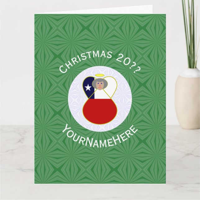 Personalized Chile Abuela Angel Christmas Flag  Card (Front)