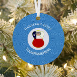 Personalized Chile Abuela Angel Hanukkah Flag  Metal Ornament<br><div class="desc">Angel dressed in the red, white, and blue flag of Chile on this metal ornament for your Hanukkah decor this holiday season. Designed for families with multiple religions, the Chilean angel flies in the center of a circle of white squiggly squares. A background of blue squiggly squares completes the Hanukkah...</div>