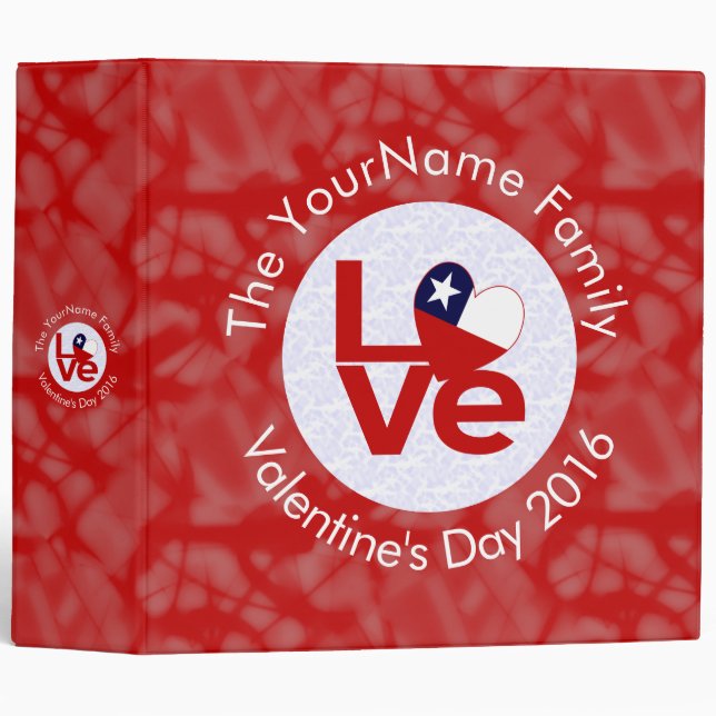 Personalized Chile Red LOVE Flag Binder (Front/Spine)