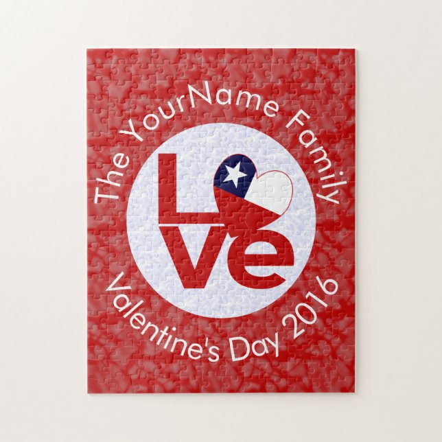 Personalized Chile Red LOVE Flag Jigsaw Puzzle (Vertical)