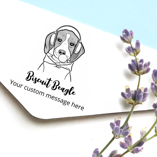 Personalized Chilling Dog Cute Funny Beagle Rubber Stamp (Creator Uploaded)