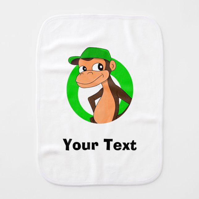 Personalized chimp cartoon baby burp cloth (Front)