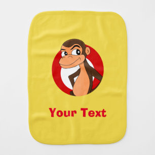 Personalized chimp cartoon burp cloth