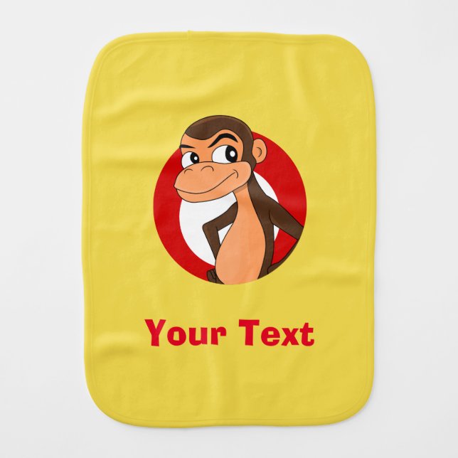 Personalized chimp cartoon burp cloth (Front)