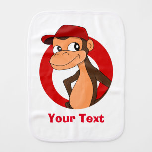 Personalized chimp cartoon burp cloth