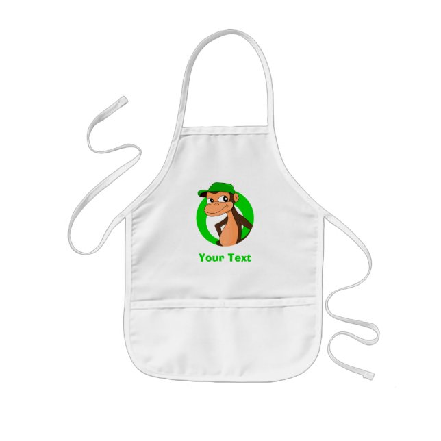 Personalized chimp cartoon  kids' apron (Front)