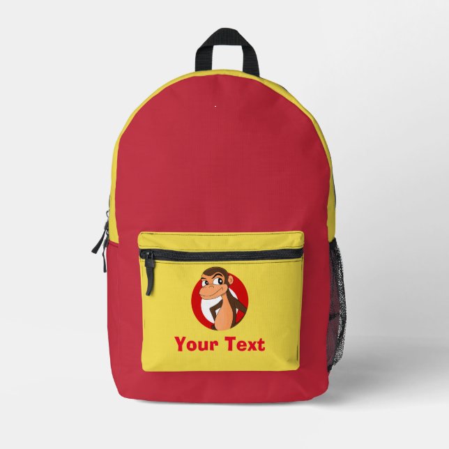 Personalized chimp cartoon  printed backpack (Front)