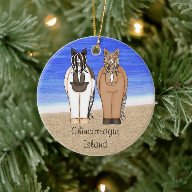 Personalized Chincoteague Island Ponies - Horse Ceramic Ornament (Tree)