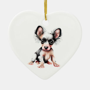 Personalized Chinese Crested II Puppy Ceramic Ornament