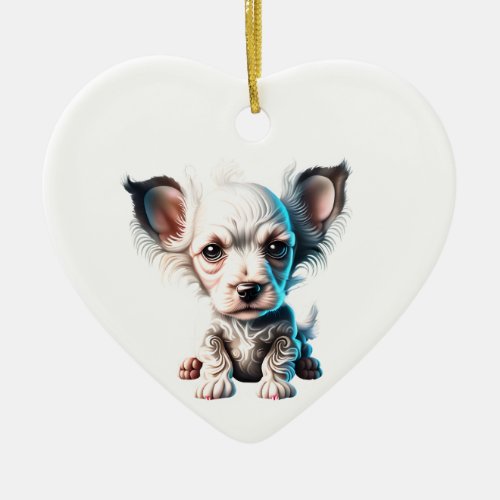 Personalized Chinese Crested Puppy Ceramic Ornament