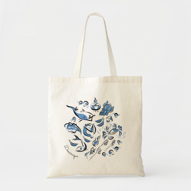 Personalized Chinese Cuisine Ink Drawing Tote Bag (Front)