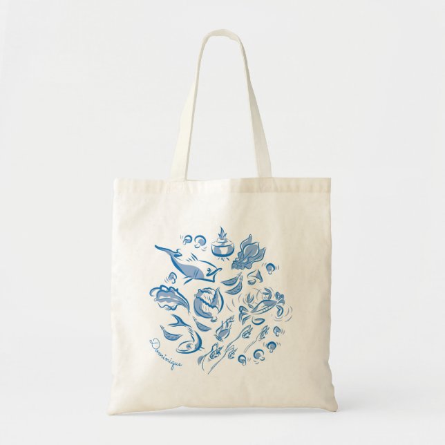 Personalized Chinese Cuisine Ink Drawing Tote Bag (Front)