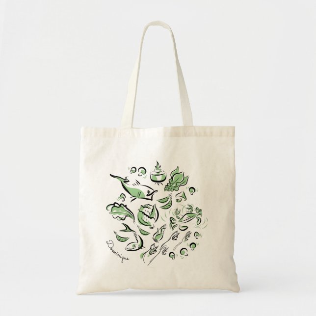 Personalized Chinese Cuisine Ink Drawing Tote Bag (Front)
