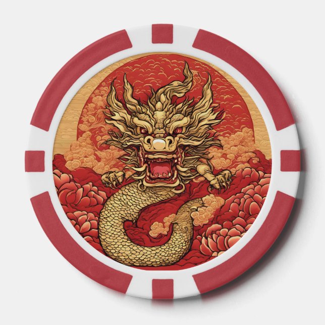 Personalized Chinese Dragon Composite Poker Chips (Front)
