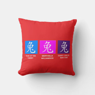 Personalized Chinese New YEAR OF THE RABBIT Throw Pillow