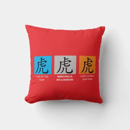Personalized Chinese New YEAR OF THE TIGER Throw Pillow