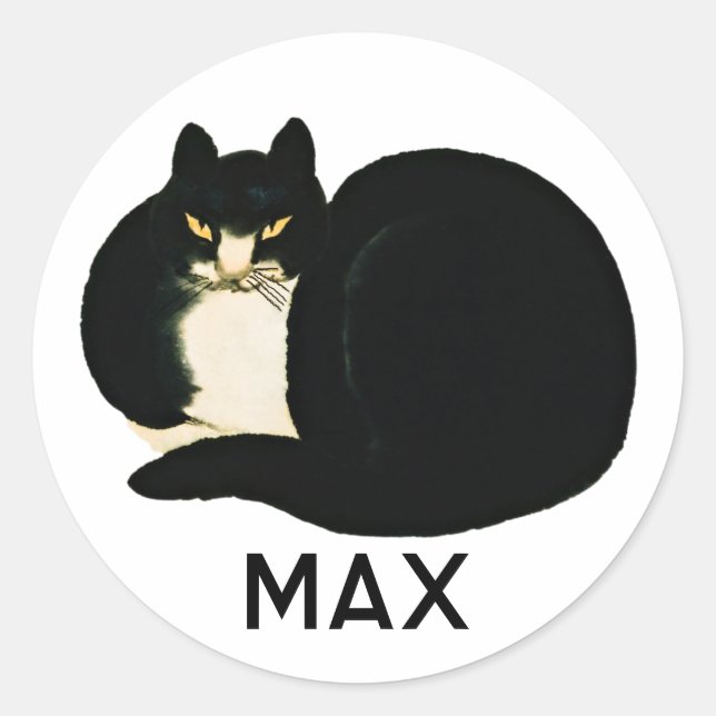 Personalized Chinese Qing Dynasty Black Manchu Cat Classic Round Sticker (Front)