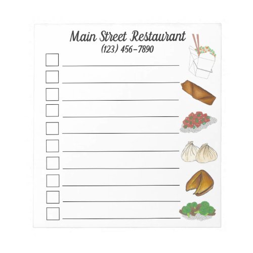 Personalized Chinese Takeout Food To Do List Notepad