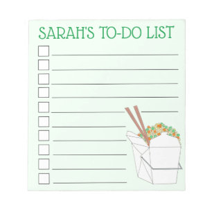 Personalized Chinese Takeout Food To Do List Notepad