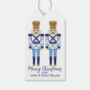 Personalized Chinoiserie Blue Nutcracker Holiday Gift Tags