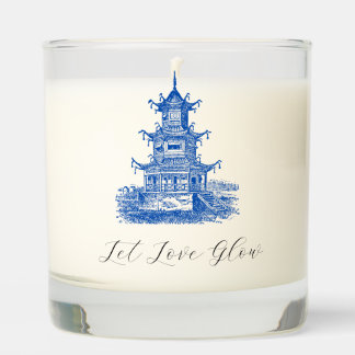 Personalized Chinoiserie Blue Pagoda Candle Favor
