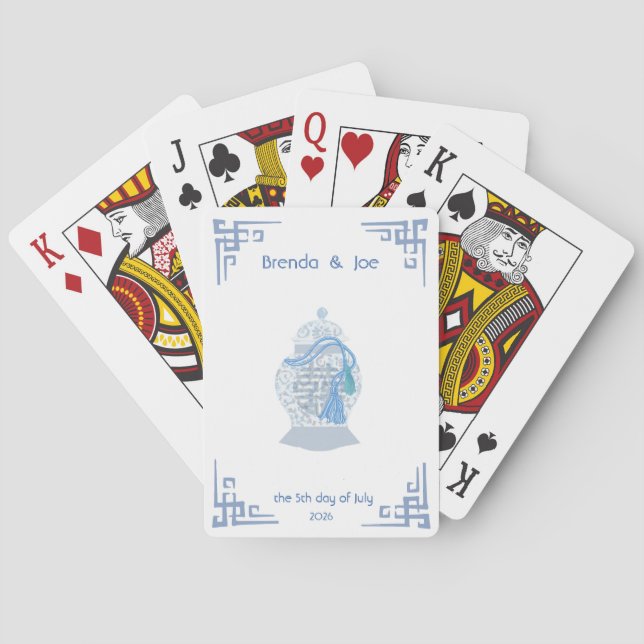 Personalized Chinoiserie Ginger Jar Jars tassel Poker Cards (Back)