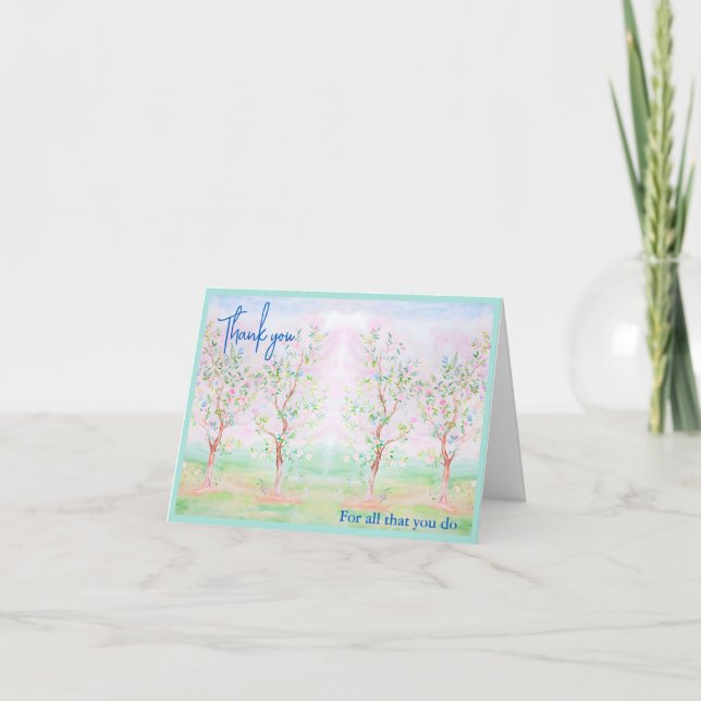Personalized Chinoiserie preppy floral watercolo Thank You Card (Front)