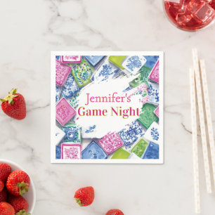 Personalized Chinoiserie Preppy Mahjong Game Night Napkins