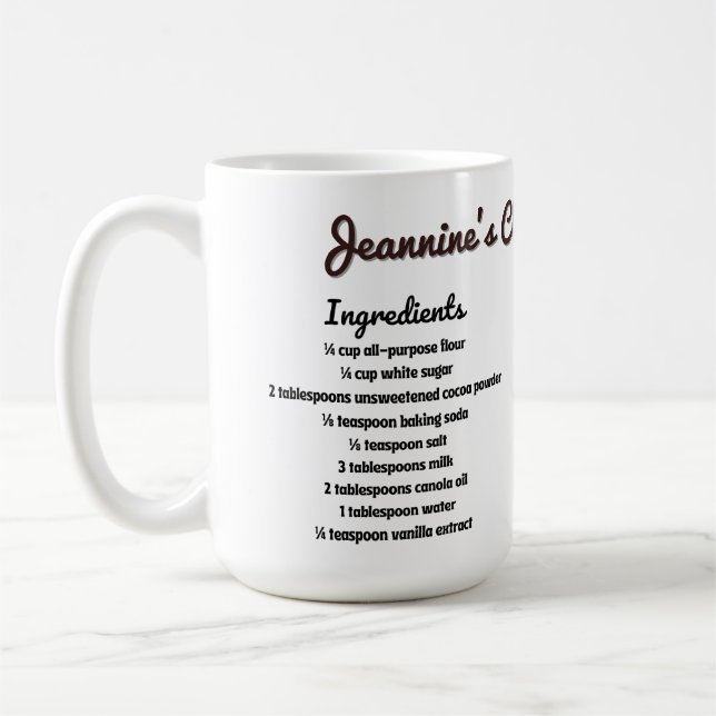 Personalized Chocolate Cake Recipe Mug (Left)