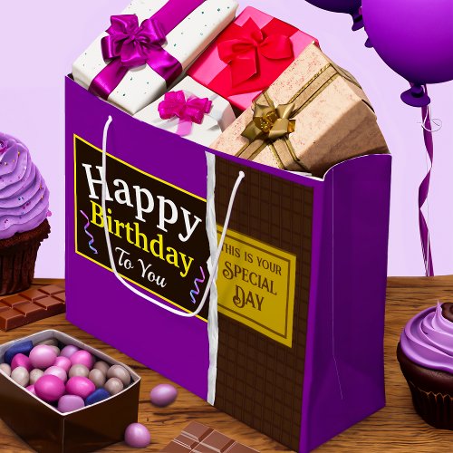 Personalized Chocolate Candy Bar Birthday Large Gift Bag