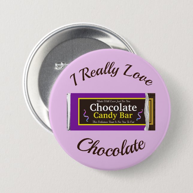Personalized Chocolate Candy Bar Party Favor Button (Front & Back)