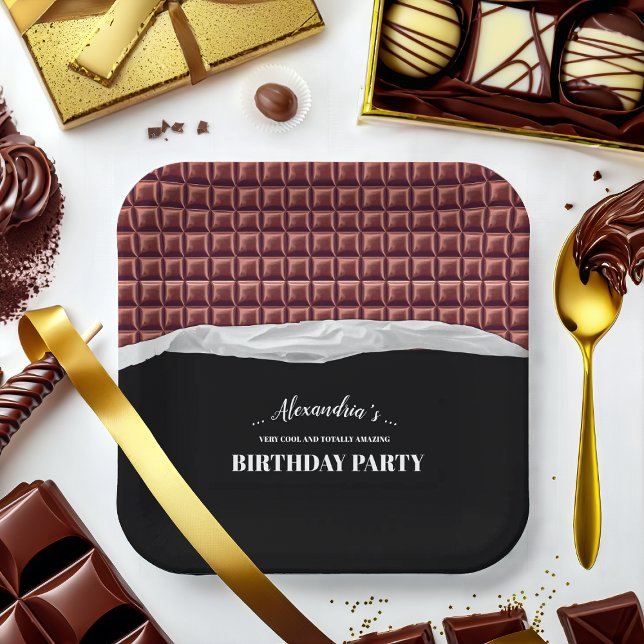 Personalized Chocolate Candy Bar Party Paper Plates (Creator Uploaded)