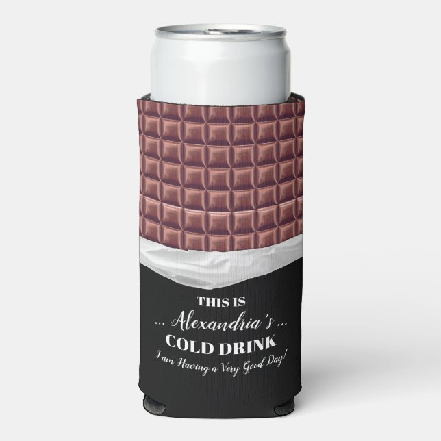 Personalized Chocolate Candy Bar Party Seltzer Can Cooler (Seltzer Front)